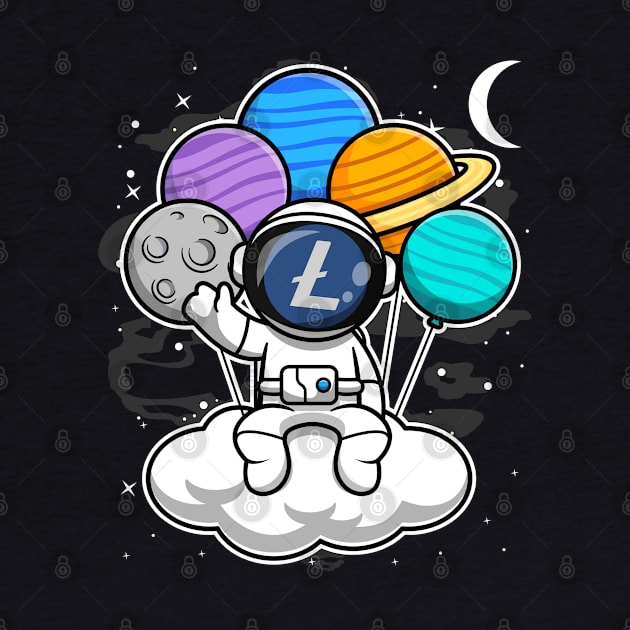 Astronaut Floating Litecoin LTC Coin To The Moon Crypto Token Cryptocurrency Blockchain Wallet Birthday Gift For Men Women Kids by Thingking About